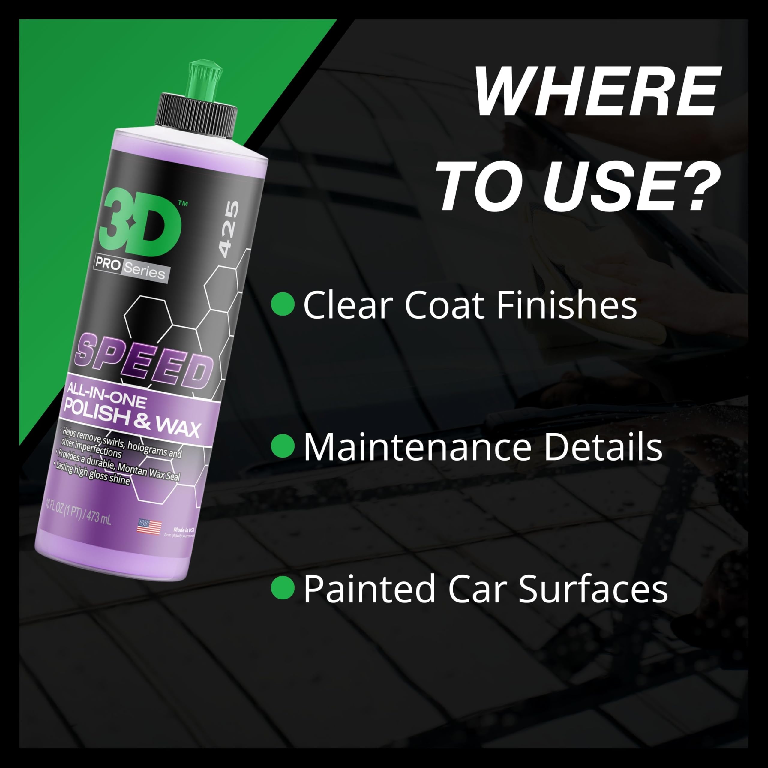 3D Speed detailing kit setup showing product paired with pads and towels for efficiency