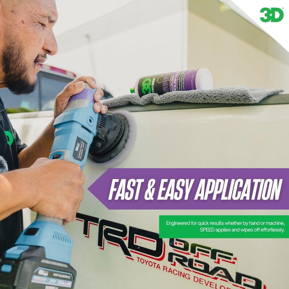 3D Speed used with dual-action polisher for faster, consistent correction