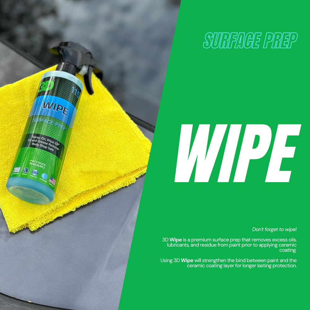 3D Wipe label close-up highlighting directions and product benefits