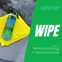 3D Wipe label close-up highlighting directions and product benefits