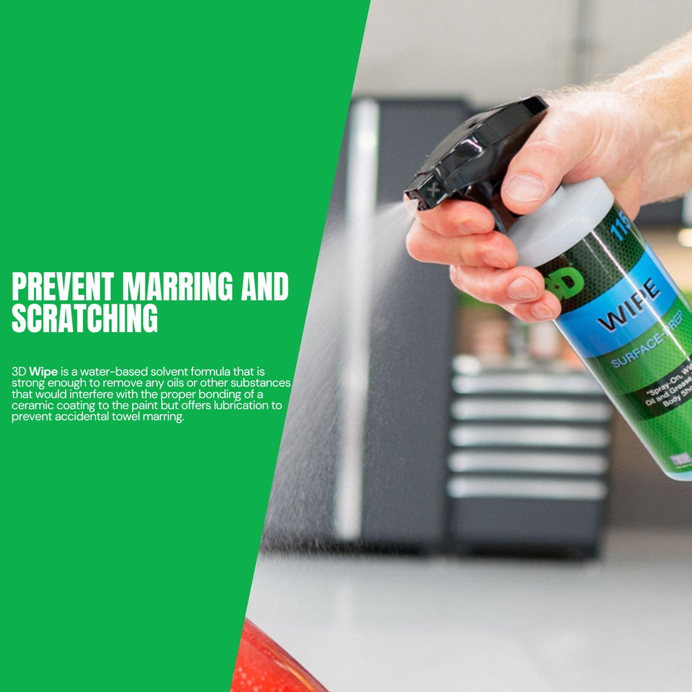 3D Wipe gallon beside spray bottle showing value and portability