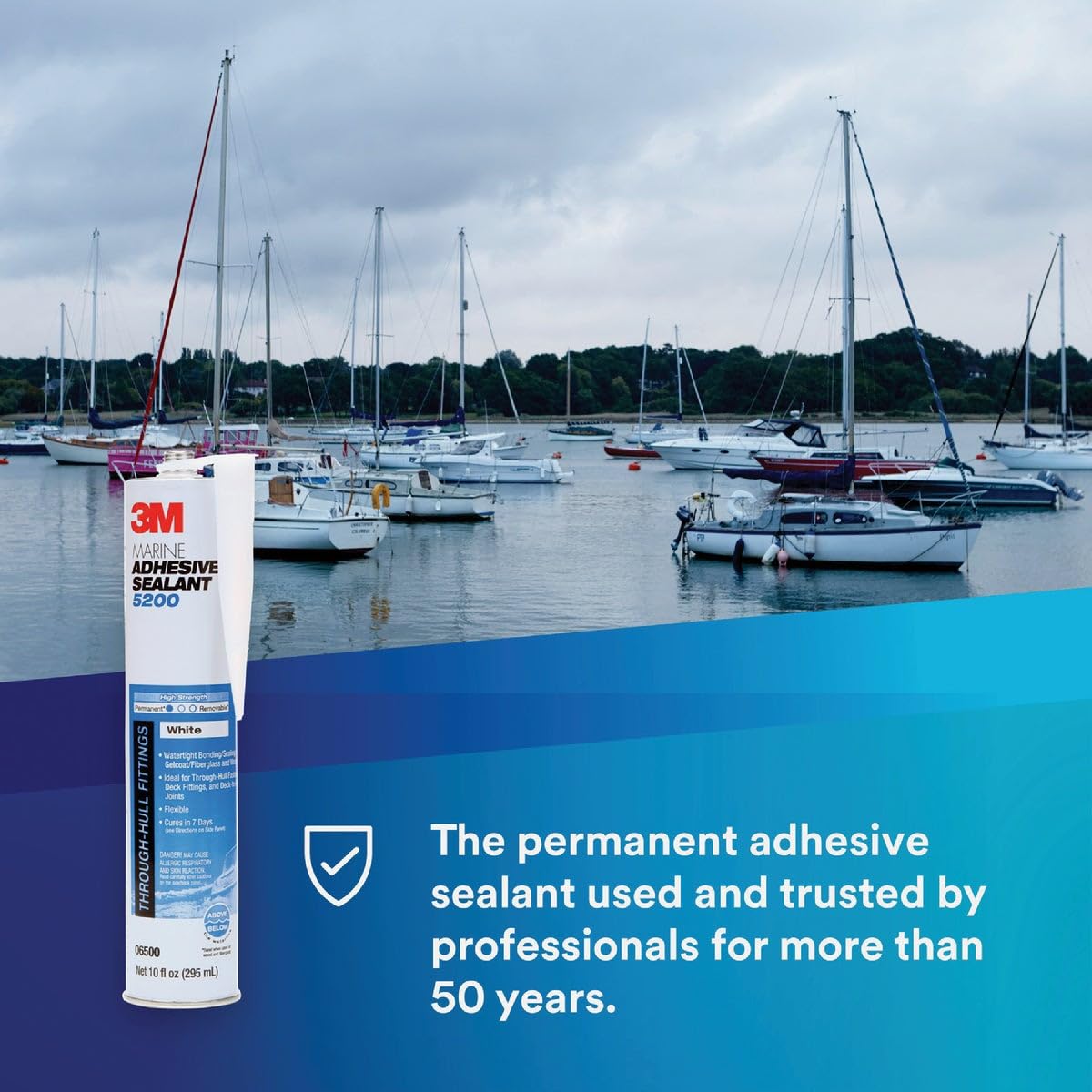 3M 5200 applied to boat hull hardware demonstrating durable waterproof bond
