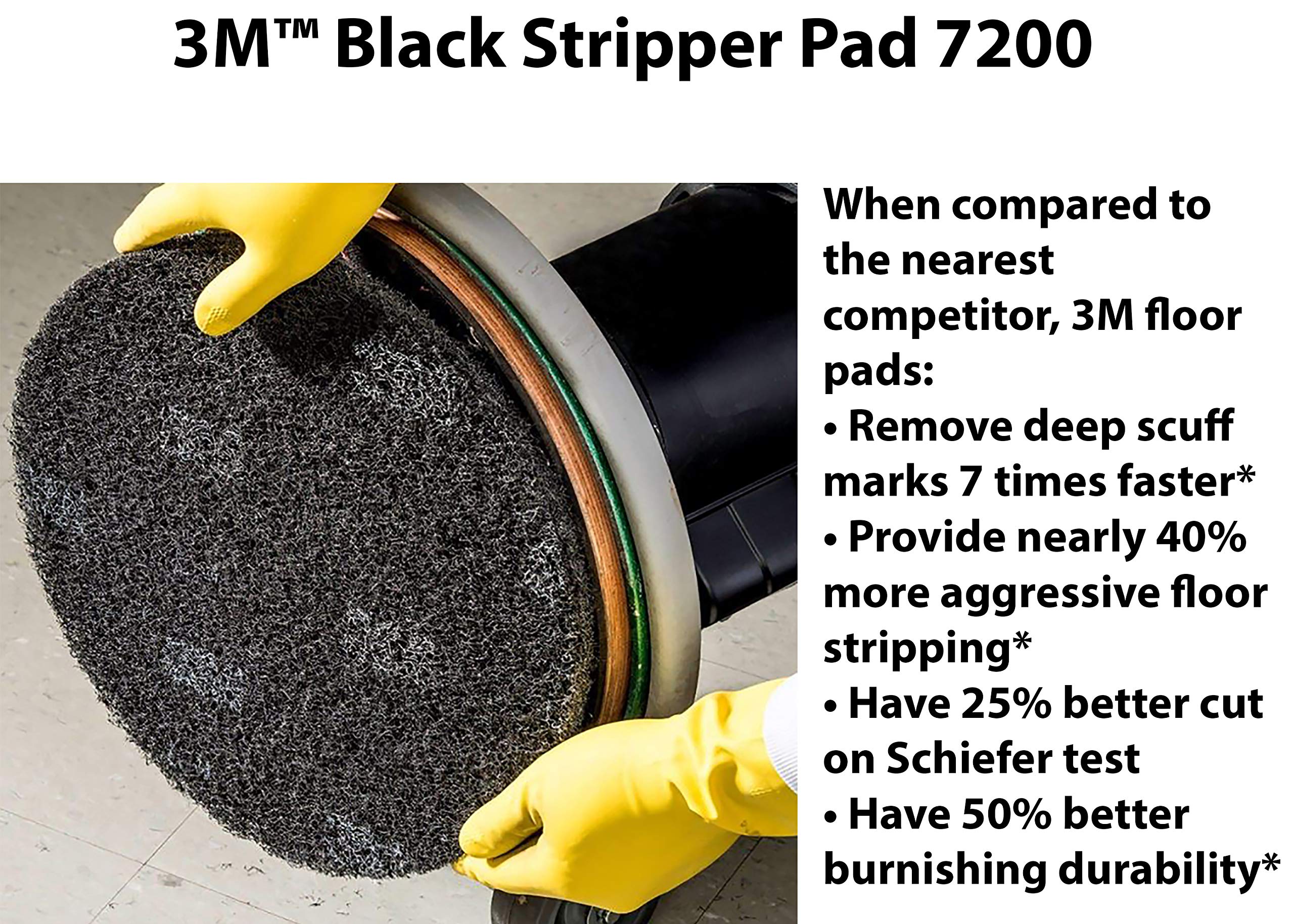 3M black stripper pad close-up of fibers and abrasives for aggressive finish removal