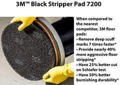 3M black stripper pad close-up of fibers and abrasives for aggressive finish removal