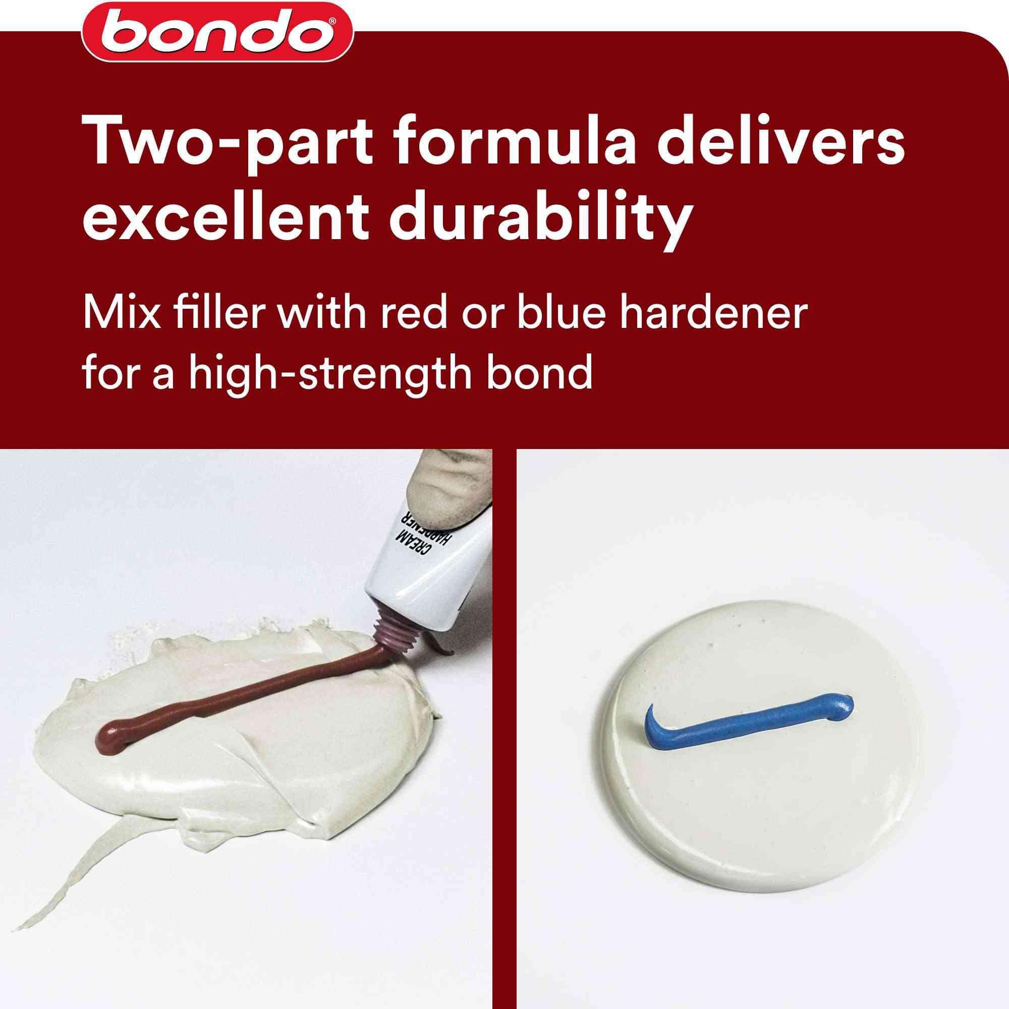 3M Bondo tubes held by hand for scale showing compact shop-ready benefit