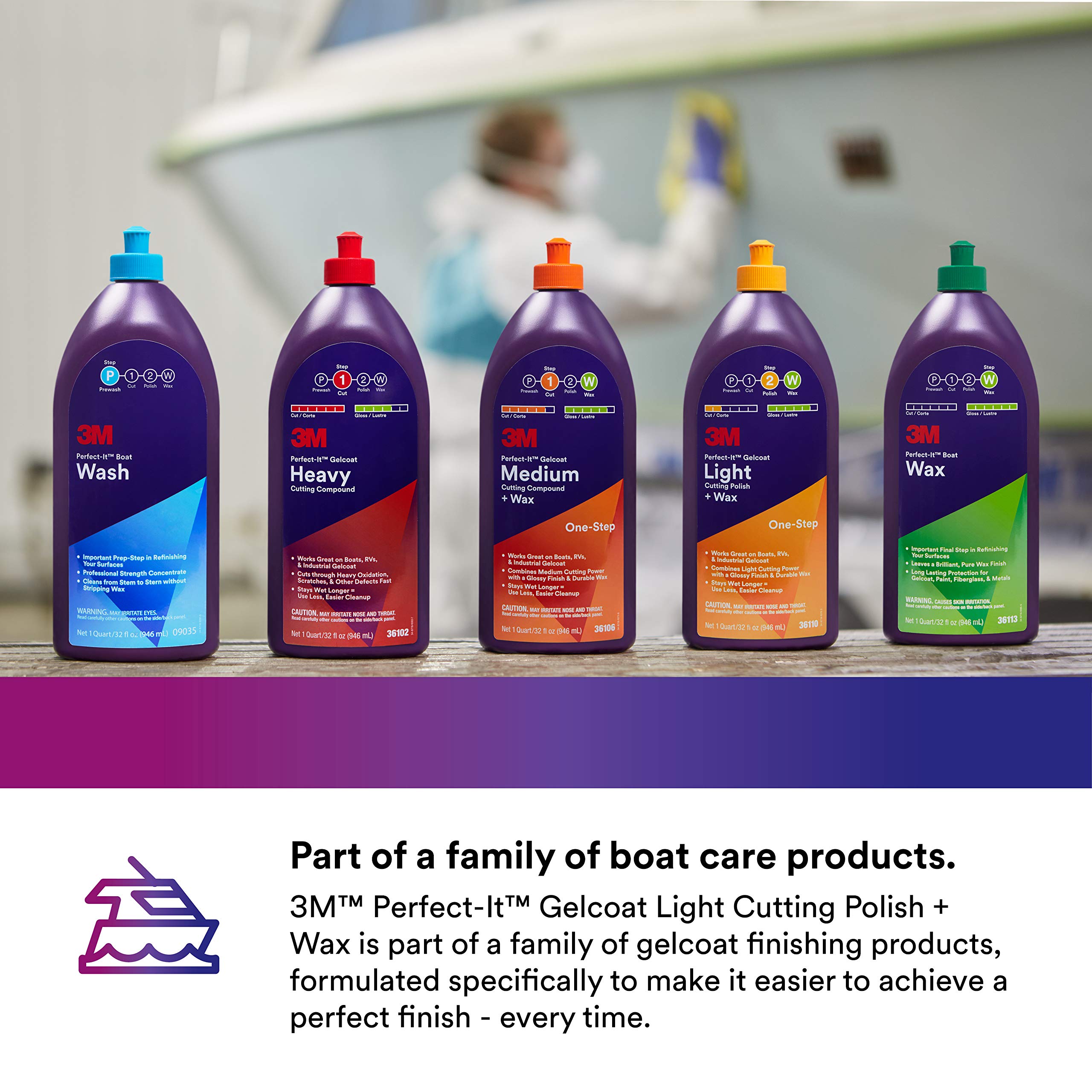 3M gelcoat polish on boat deck highlighting glossy finish and weather protection