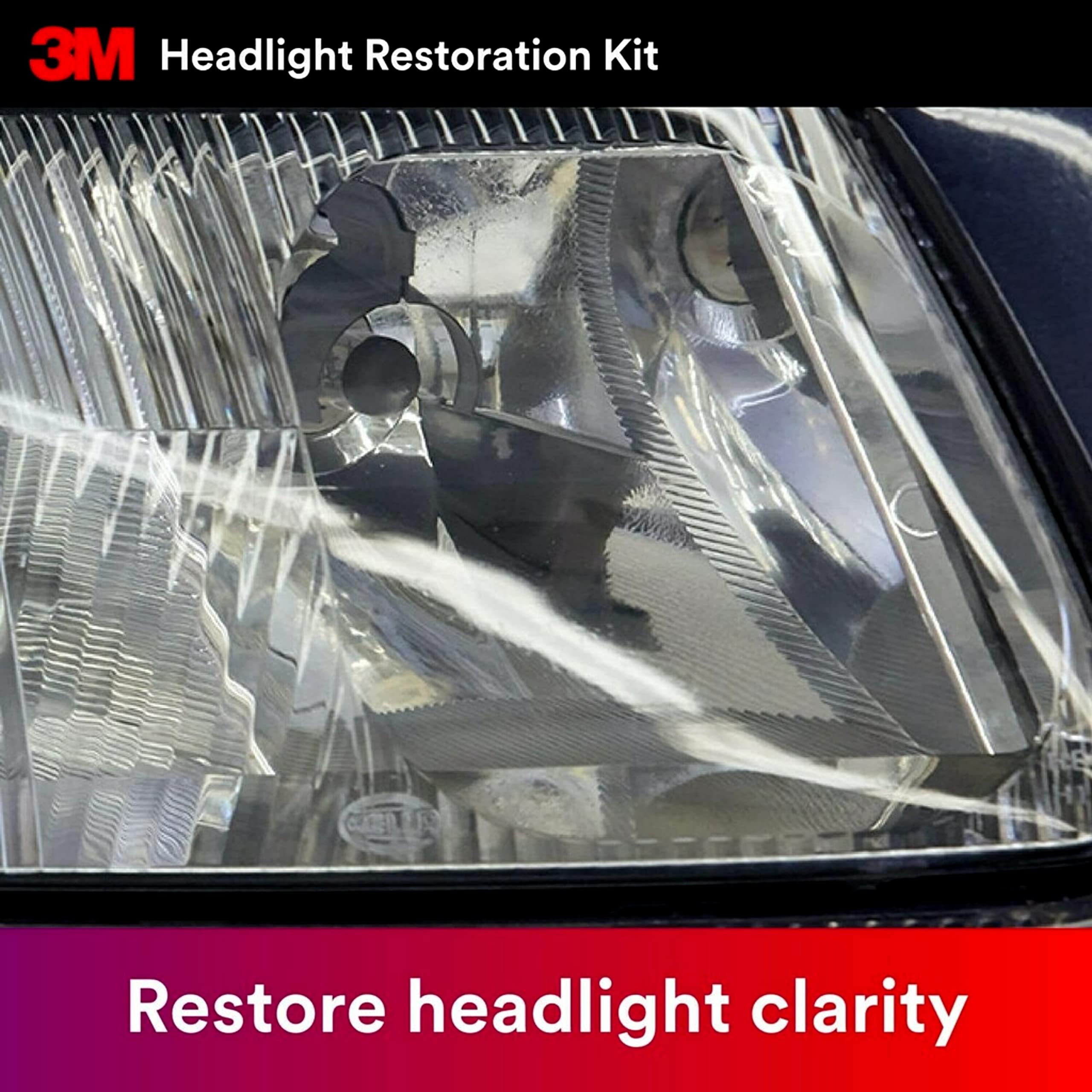 3M before and after headlight comparison showing improved clarity