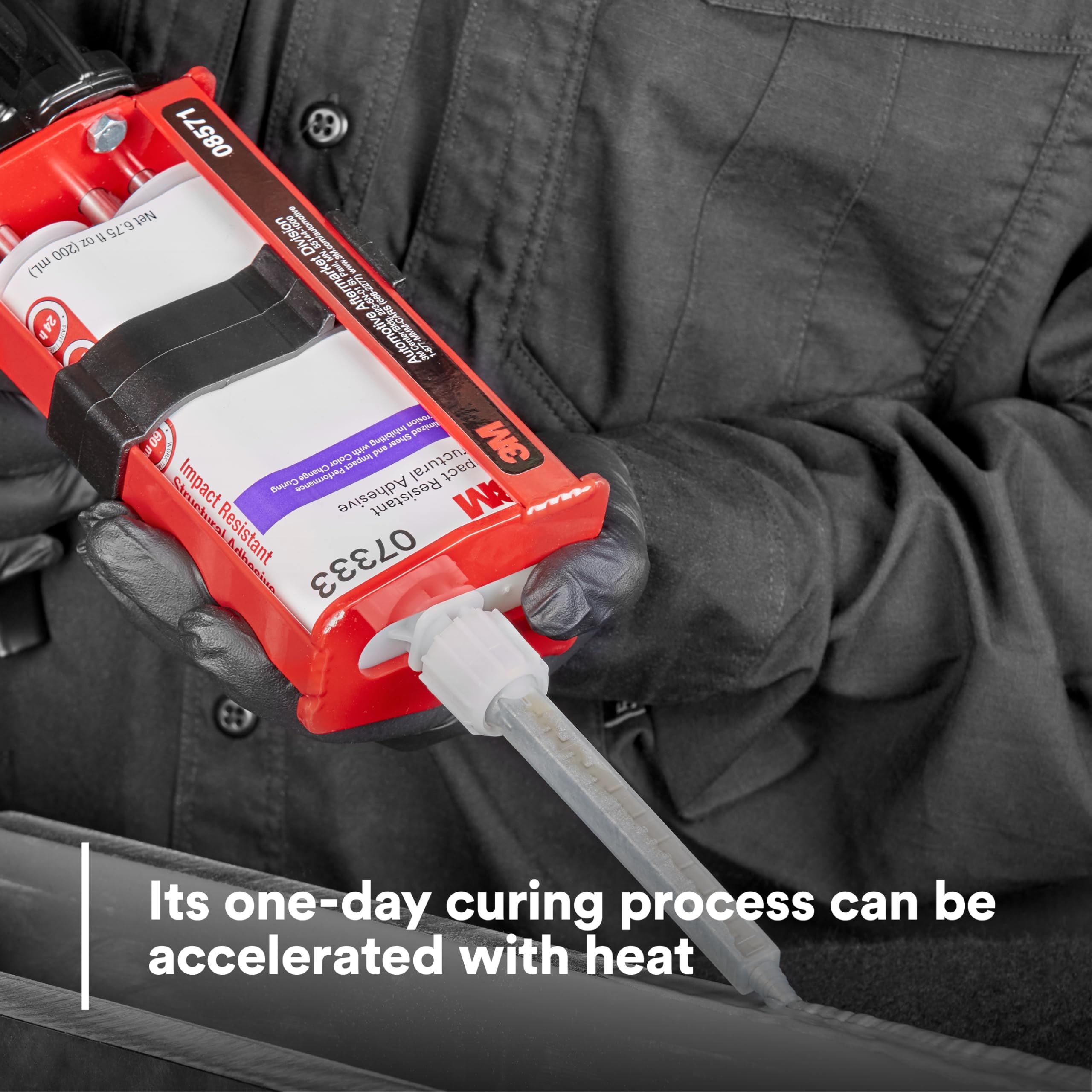 3M cartridge held in hand showing compact 200 mL size and workshop portability