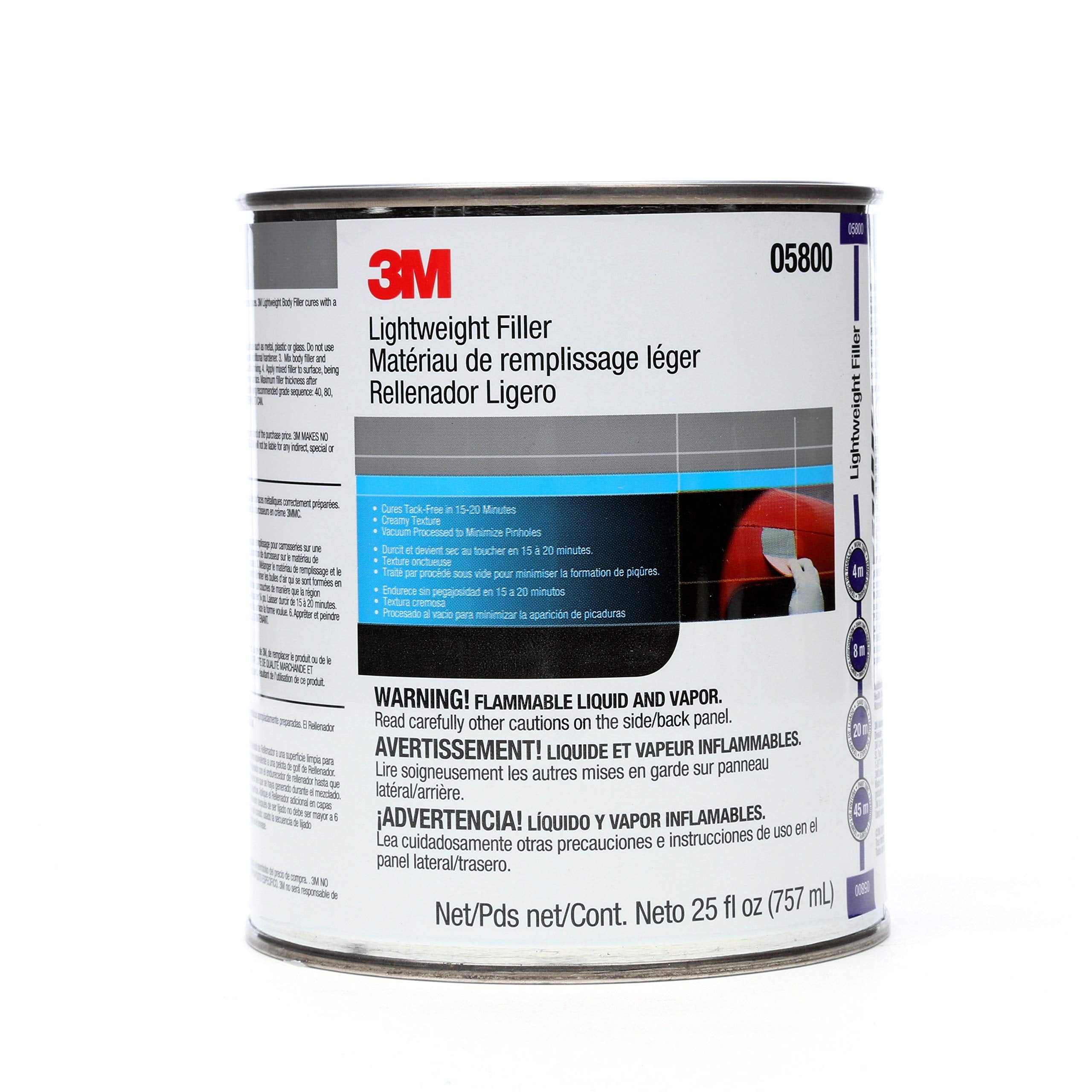 3M lightweight body filler 05800 front can showing label and size for quick identification and selection