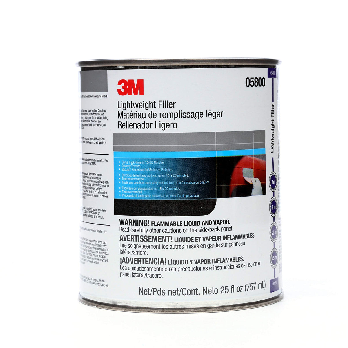 3M lightweight body filler 05800 front can showing label and size for quick identification and selection