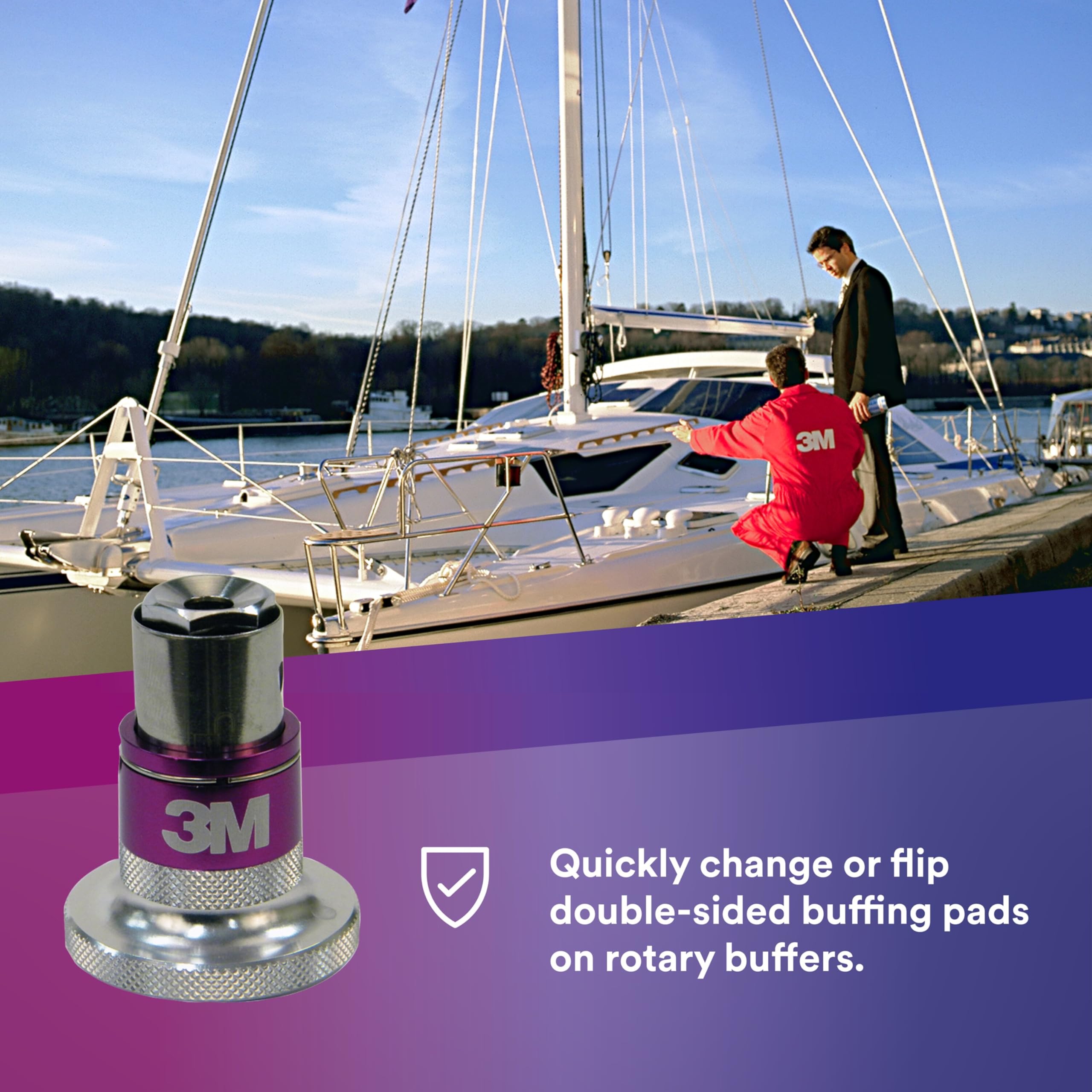 3M adaptor mounted on backing plate ensuring stable polishing contact