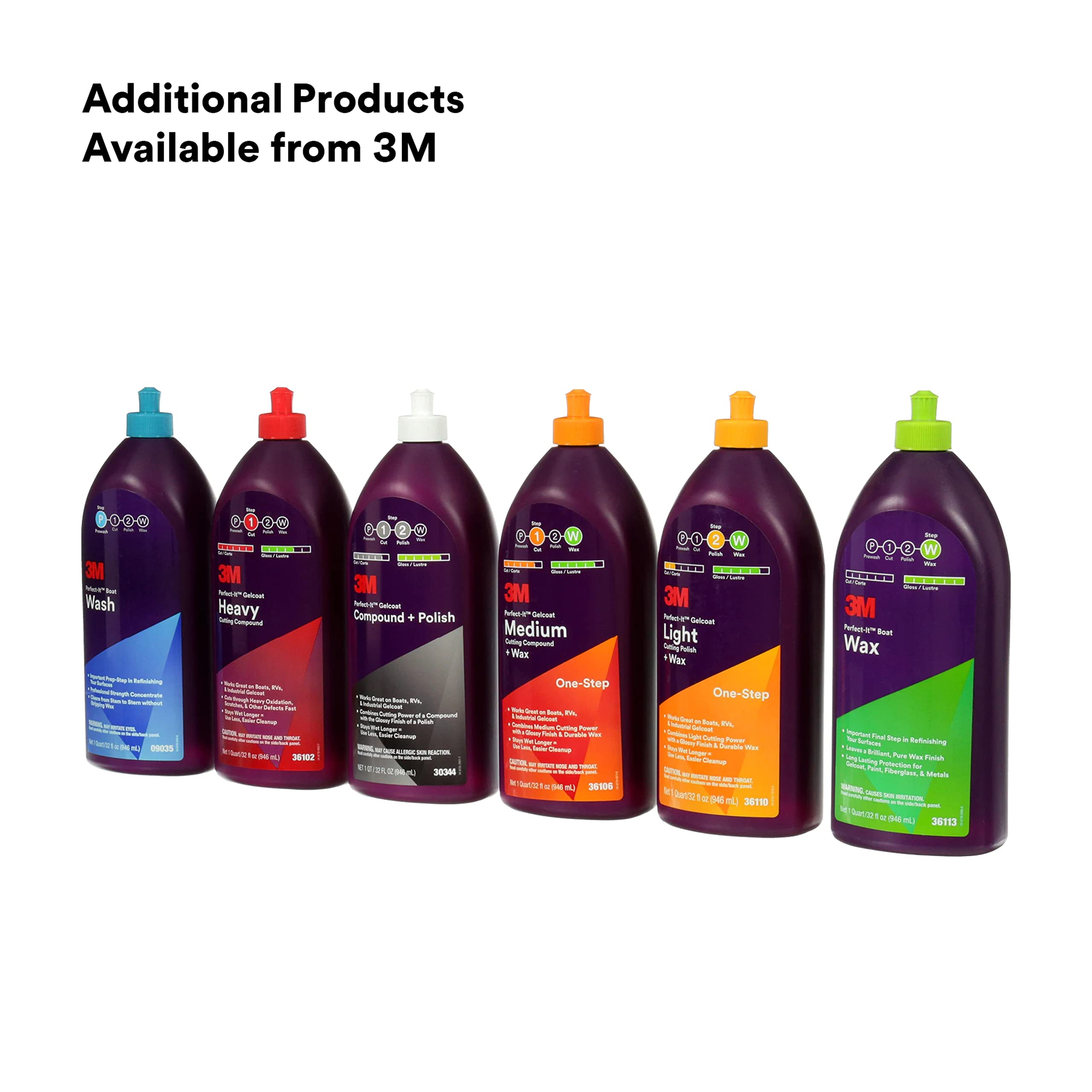 3M Perfect-It used on a boat hull illustrating marine gelcoat restoration result