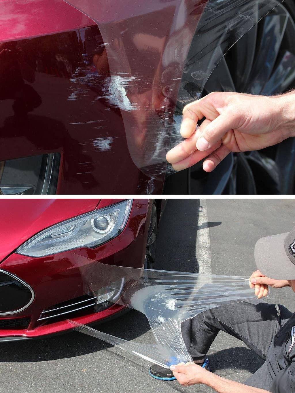 3M paint protection film unrolled segment highlighting smooth clear surface and cutting potential