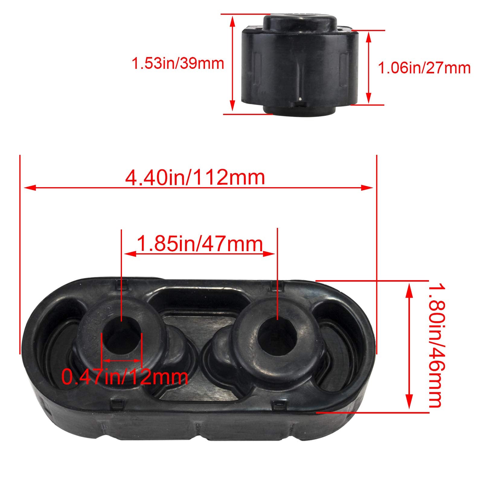 3mirrors side profile of exhaust hanger showing compact design and durability benefit