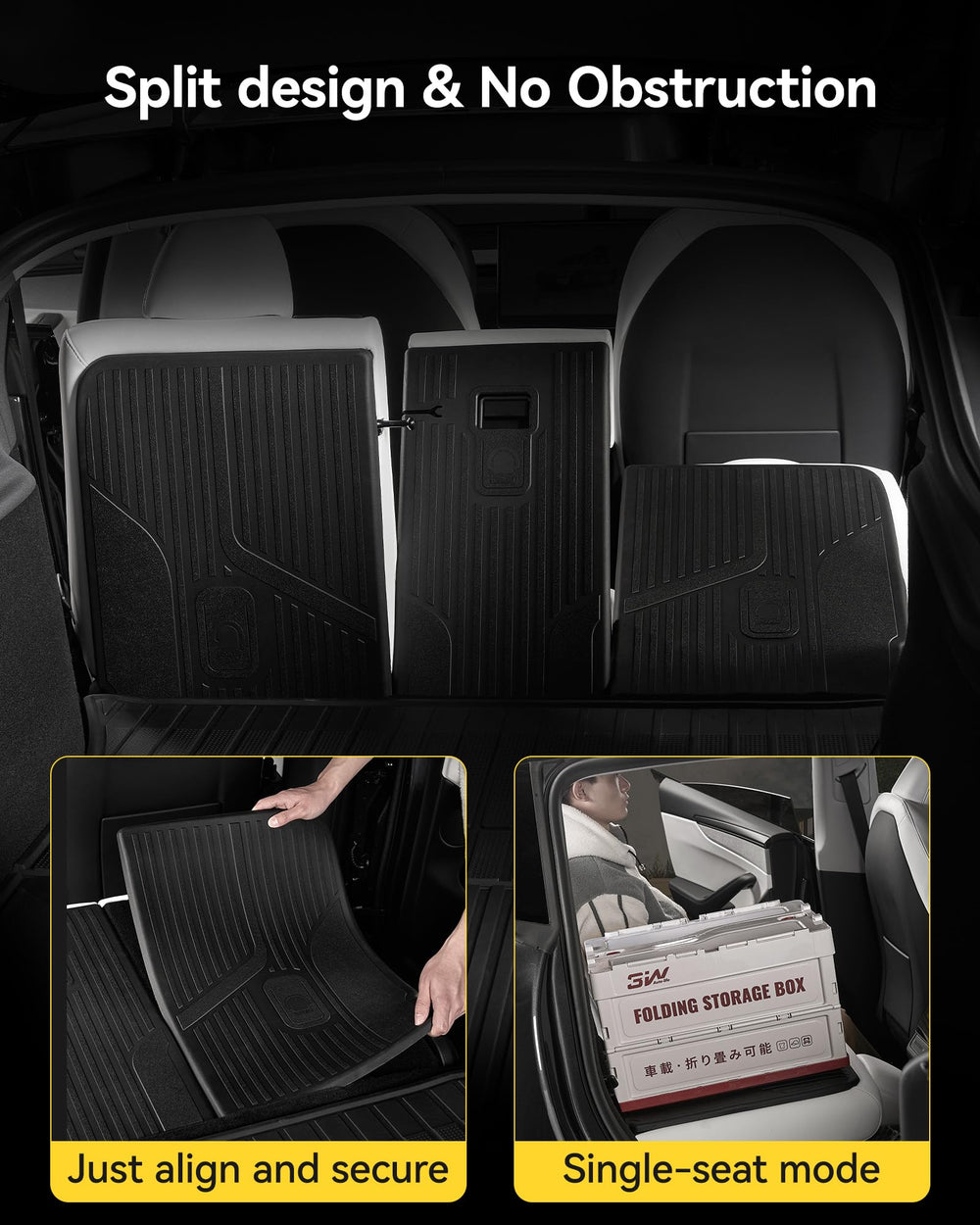 3W seatback protector edge close-up showing precise contour and snug fit