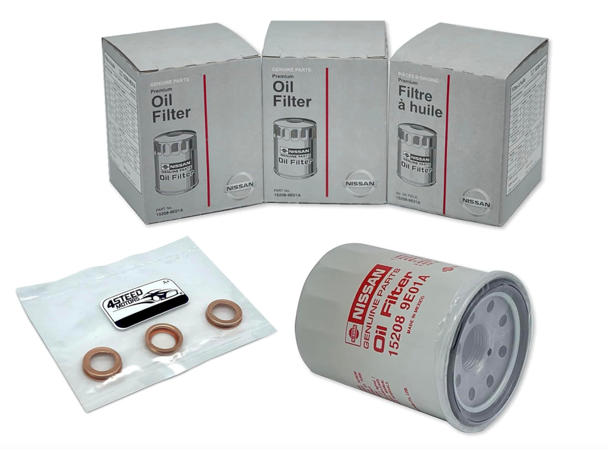 4STEED MOTORS front packaging showing three oil filters and gaskets for quick identification and convenience