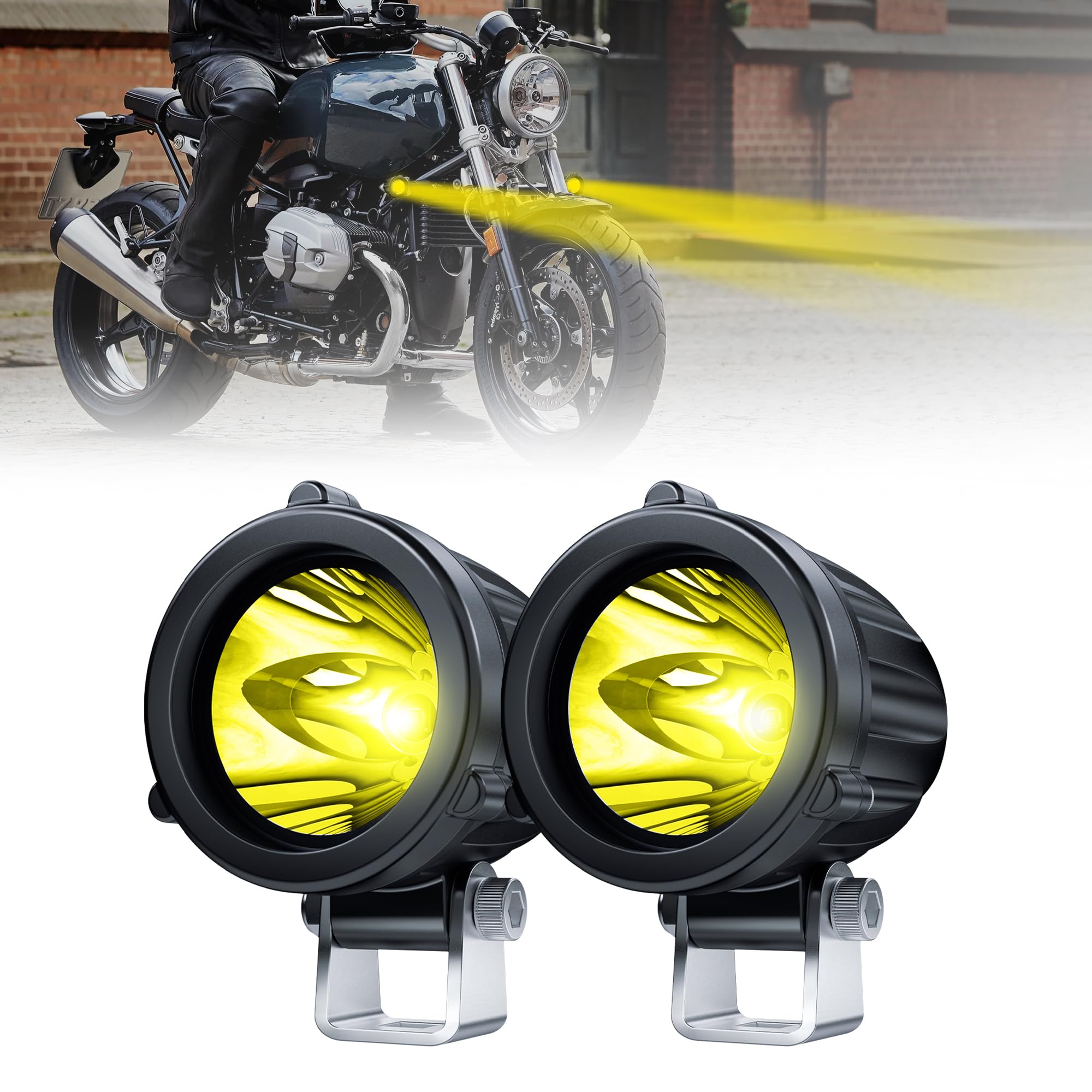4WDKING front view amber pod light showing compact, focused beam benefit