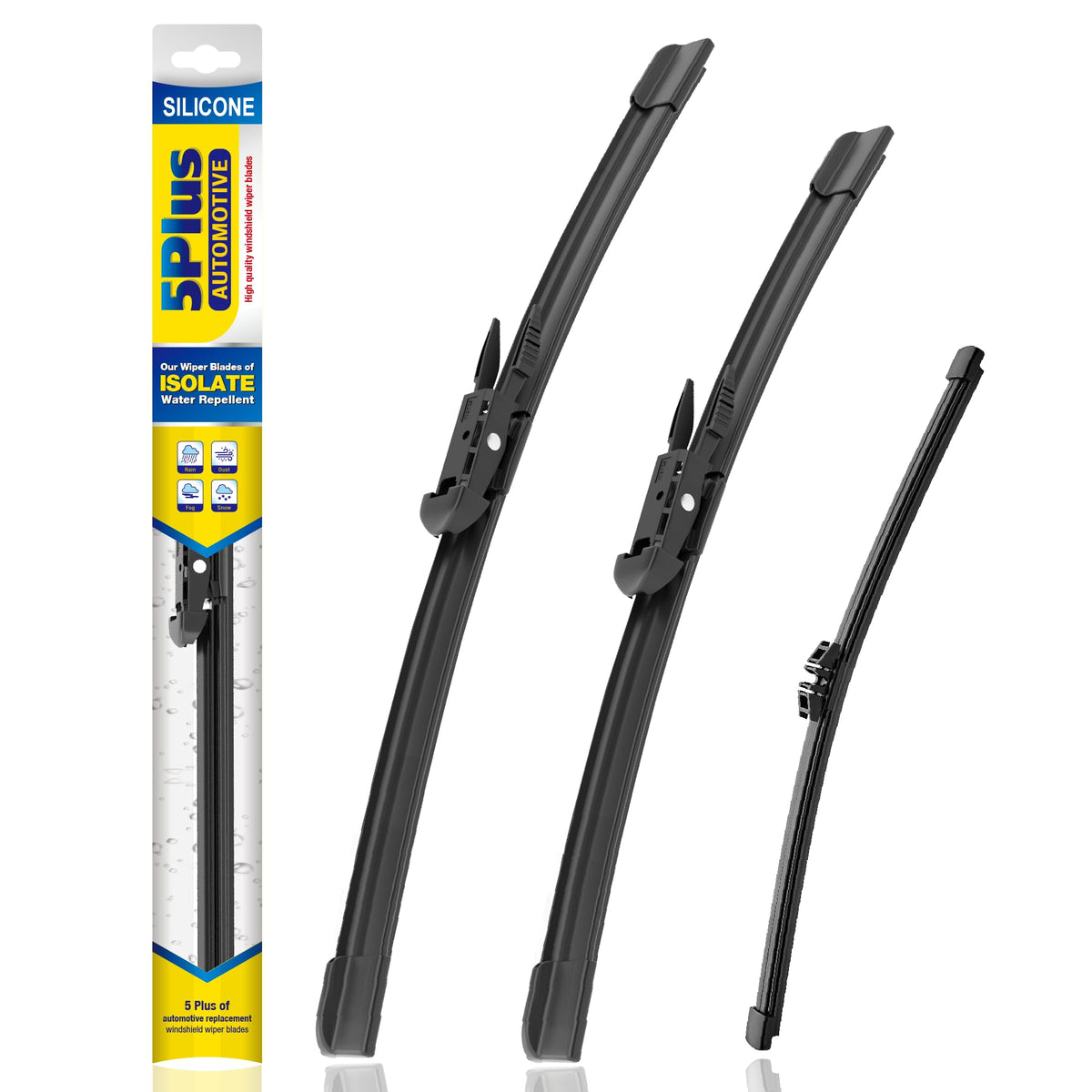 5 PLUS front packaging showing three-blade kit and fitment benefit