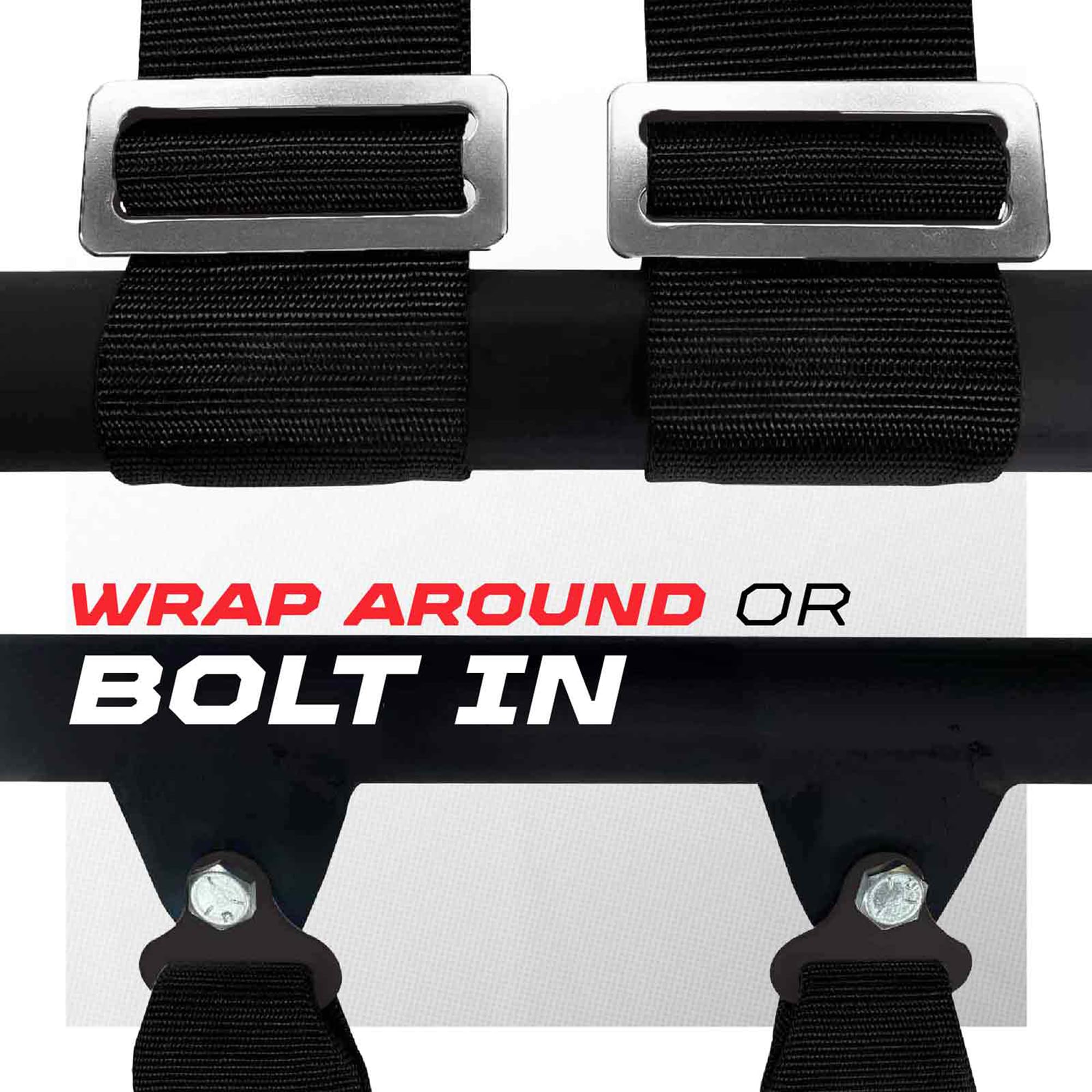 50 Caliber Racing adjustable straps displayed for customizable fit