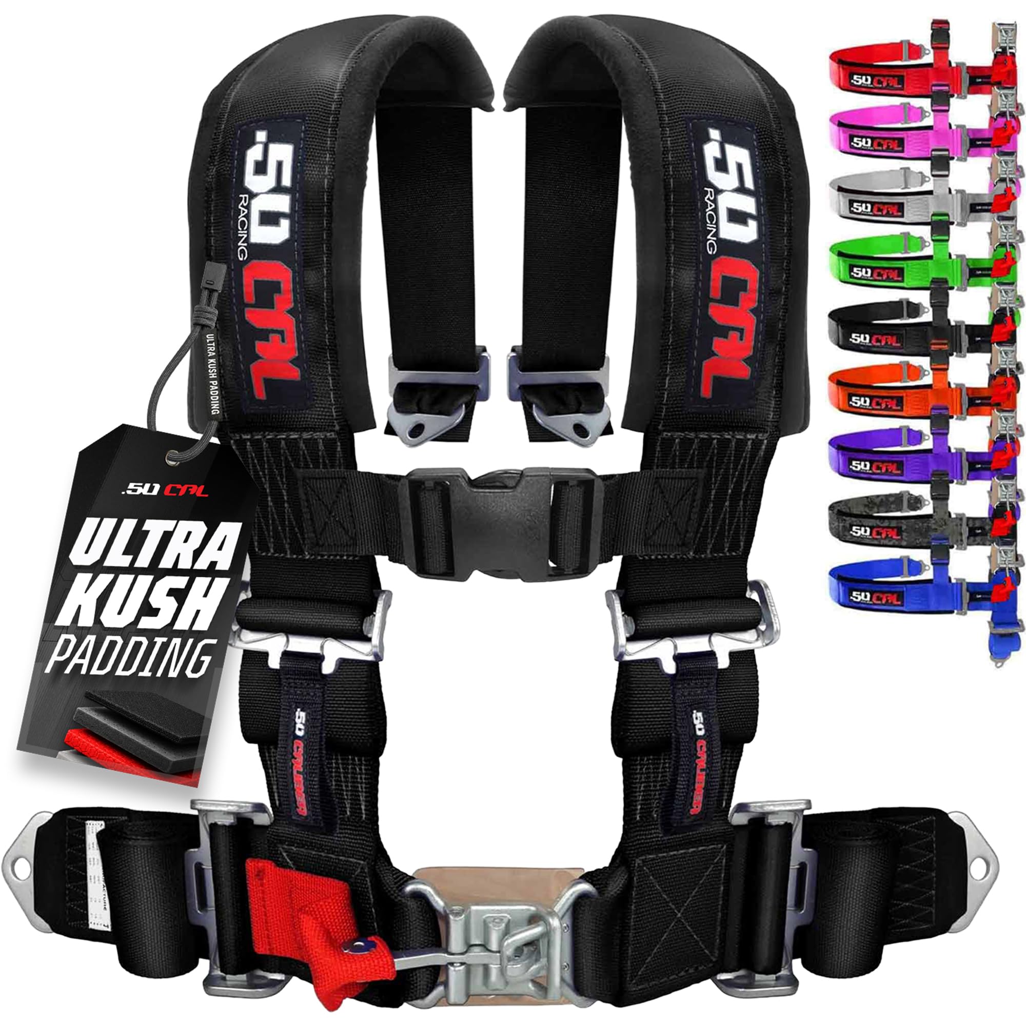 50 Caliber Racing front harness view showing fit and confident restraint