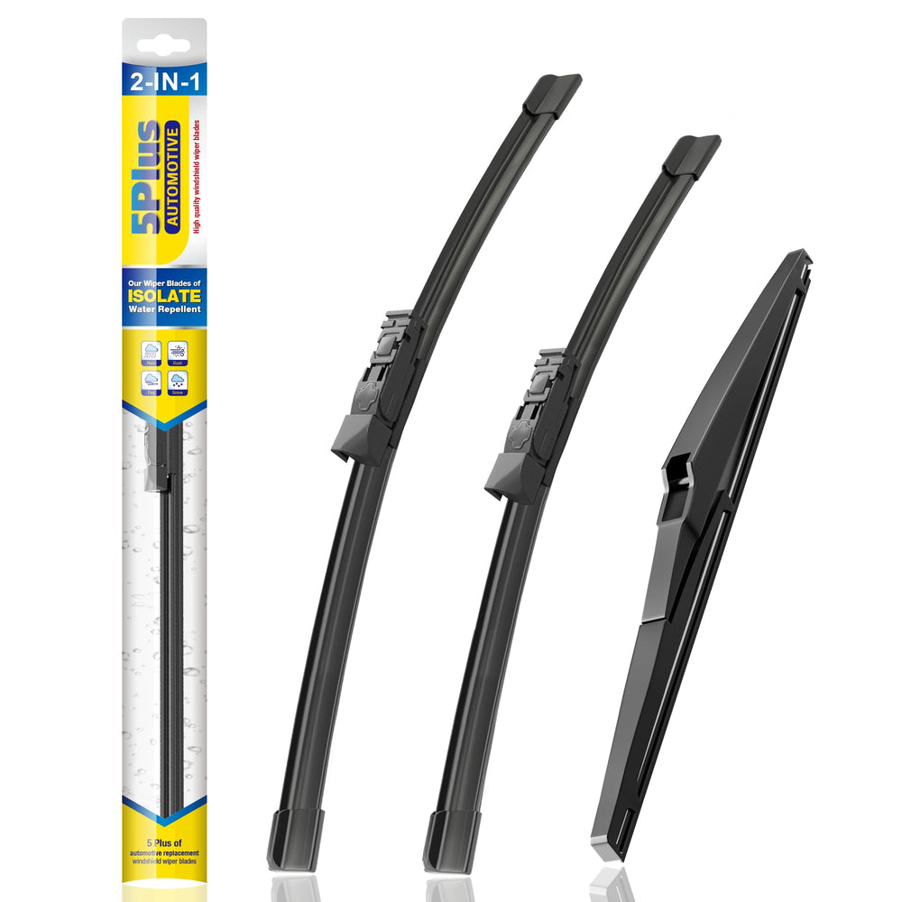 5 PLUS front view of three blades showing sizes and fit benefits