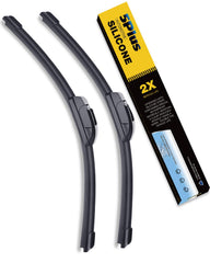 5 PLUS front view of two 16 inch wiper blades showing packaging and fit