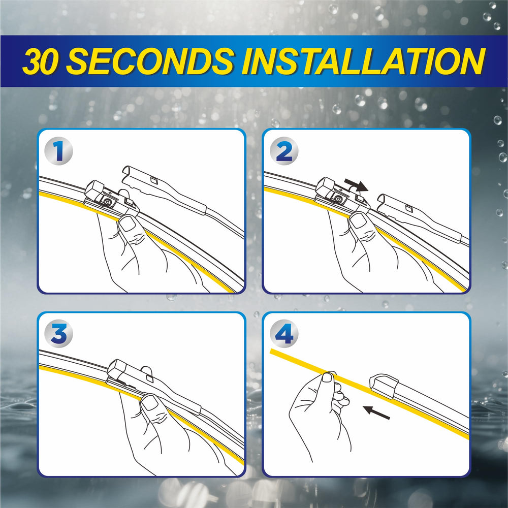 5 PLUS snap-on installation on wiper arm for quick, tool-free replacement