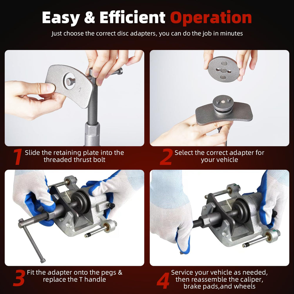 8MILELAKE tool retracting caliper piston demonstrating correct usage and time-saving benefit