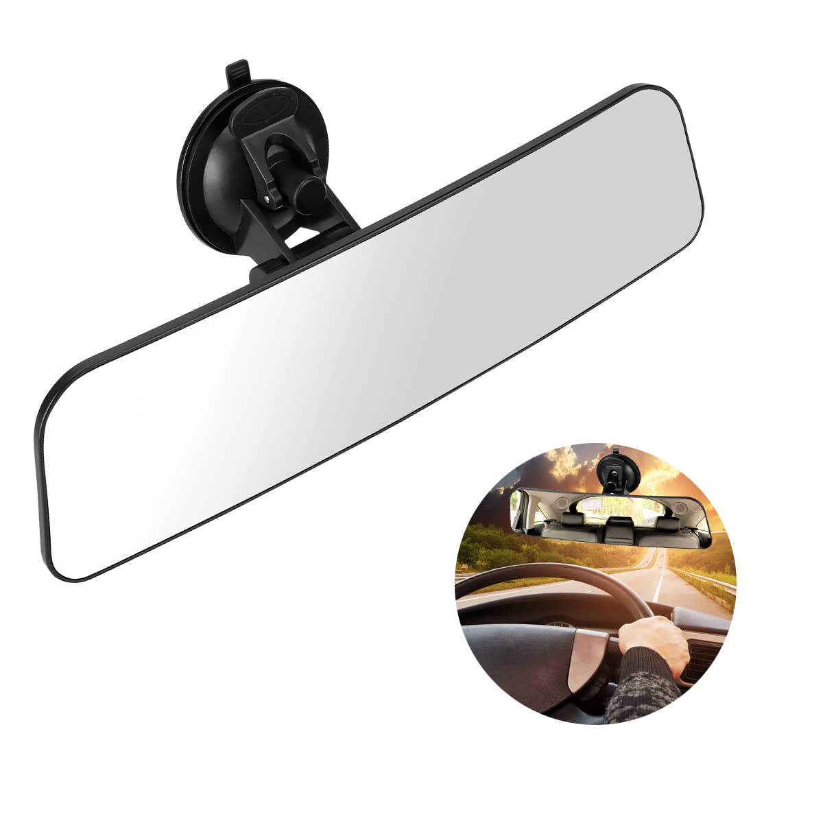 8sanlione packaging with mirror and mounting straps included for quick setup