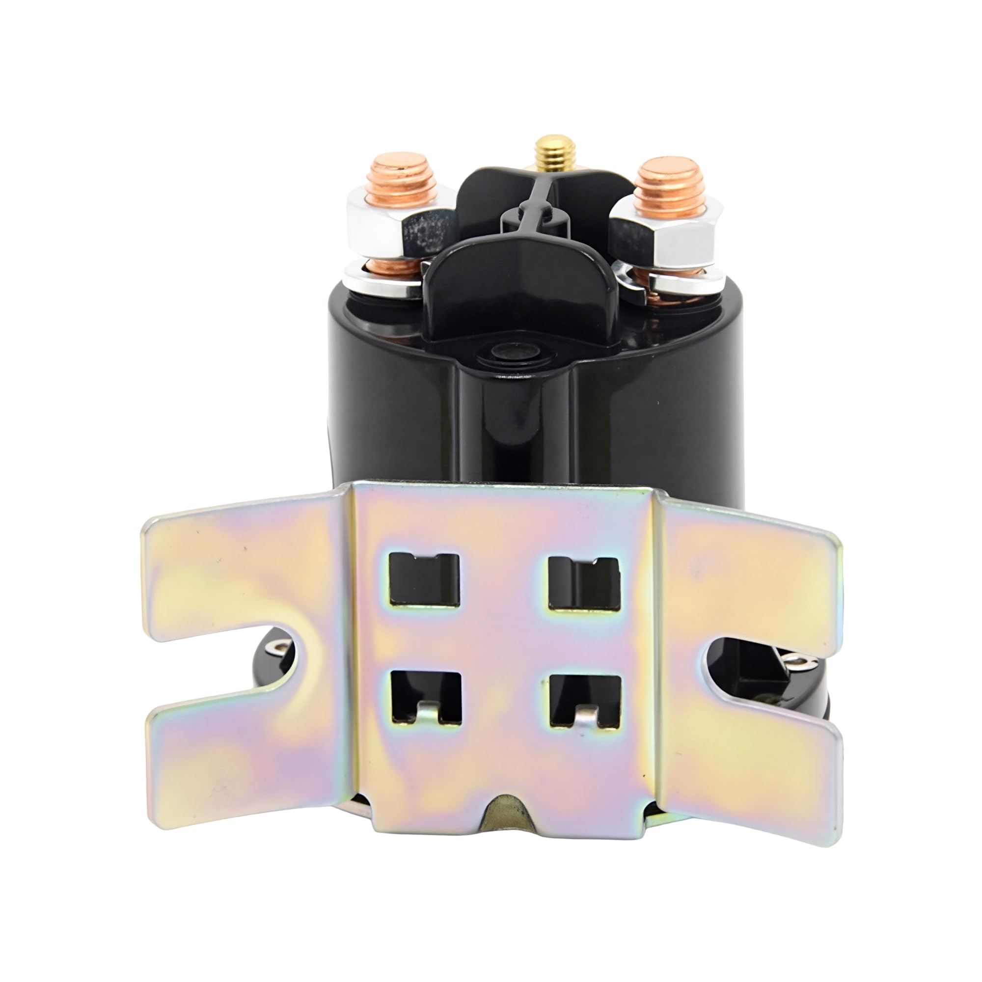 A ABIGAIL solenoid installed on an RV battery demonstrating durable outdoor use benefit