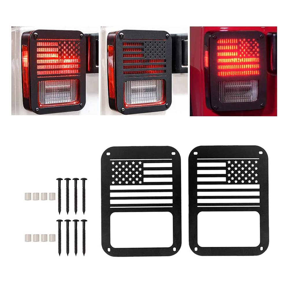 A ABIGAIL front view of taillight cover showing fit and bold US flag design benefit