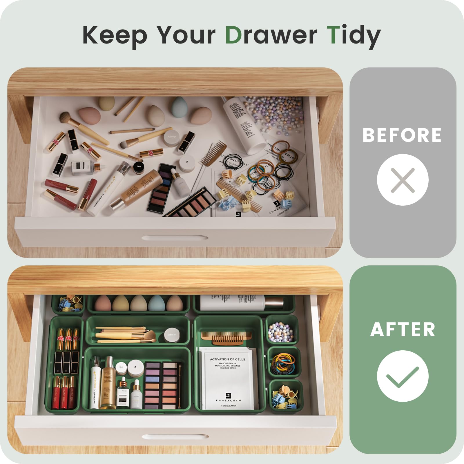 A-LuGei organizer holding forks and spoons in kitchen drawer showing neat utensil separation benefit