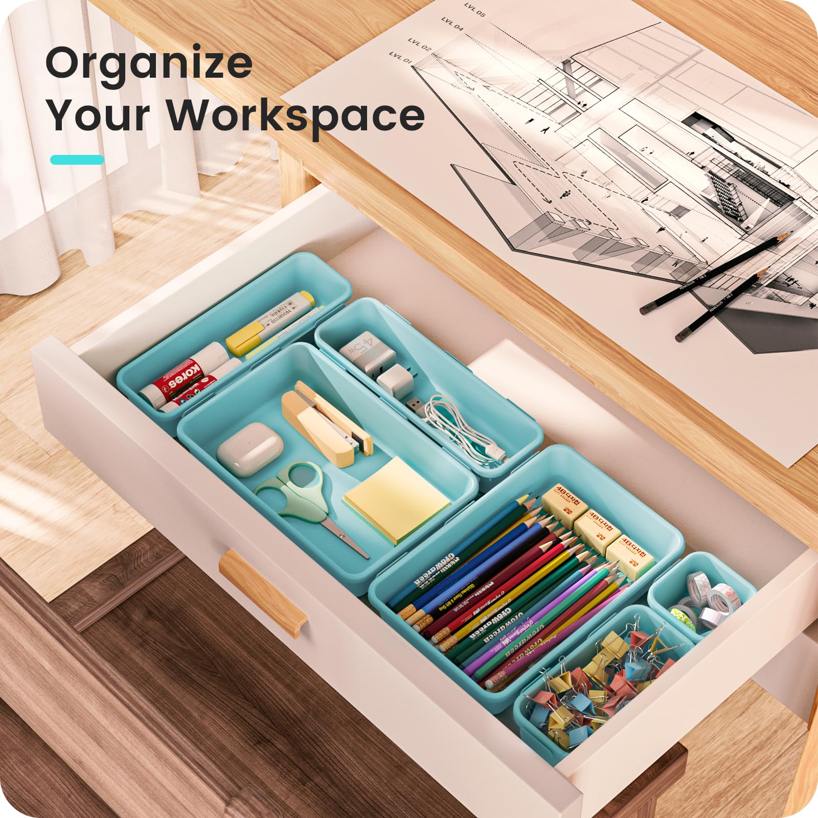 A-LuGei organizing office drawer for neat pens and quick access