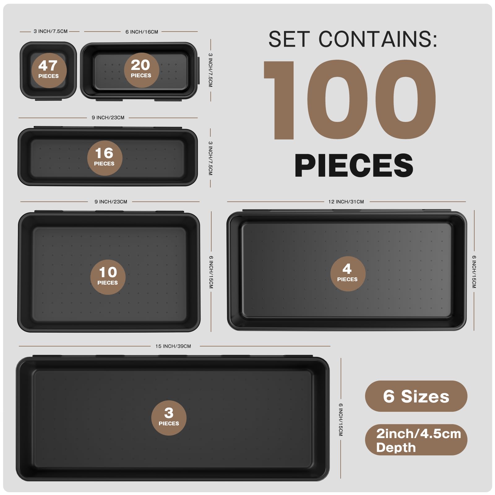 A-LuGei size comparison layout illustrating tray variety for custom fits