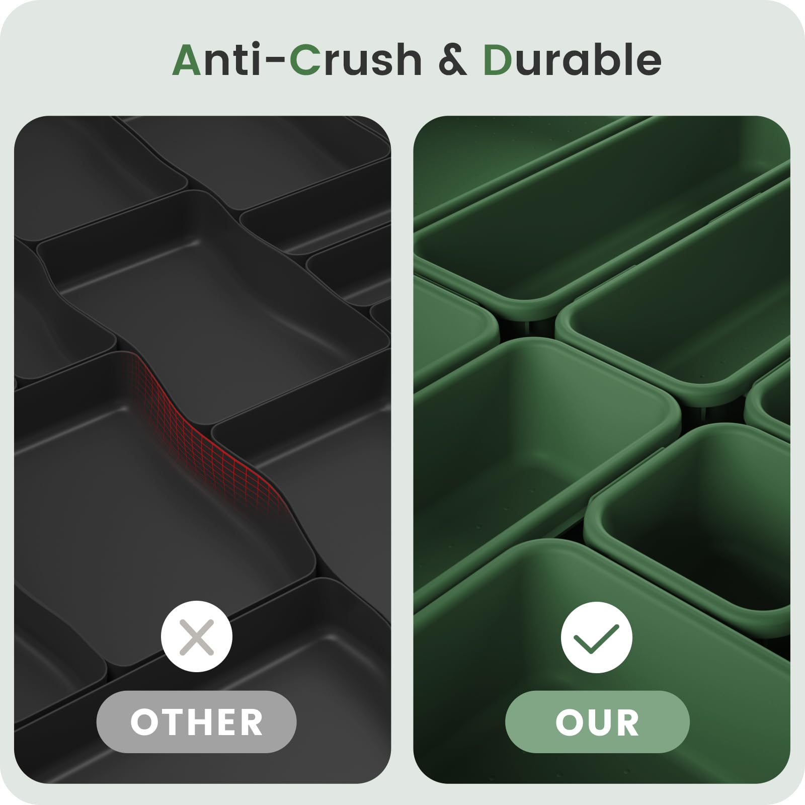 A-LuGei organizers next to ruler showing module sizes and scale for custom layouts benefit