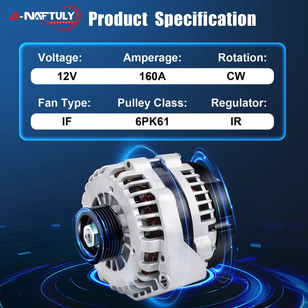 A-NAFTULY alternator installed in engine bay demonstrating OE-style fitment