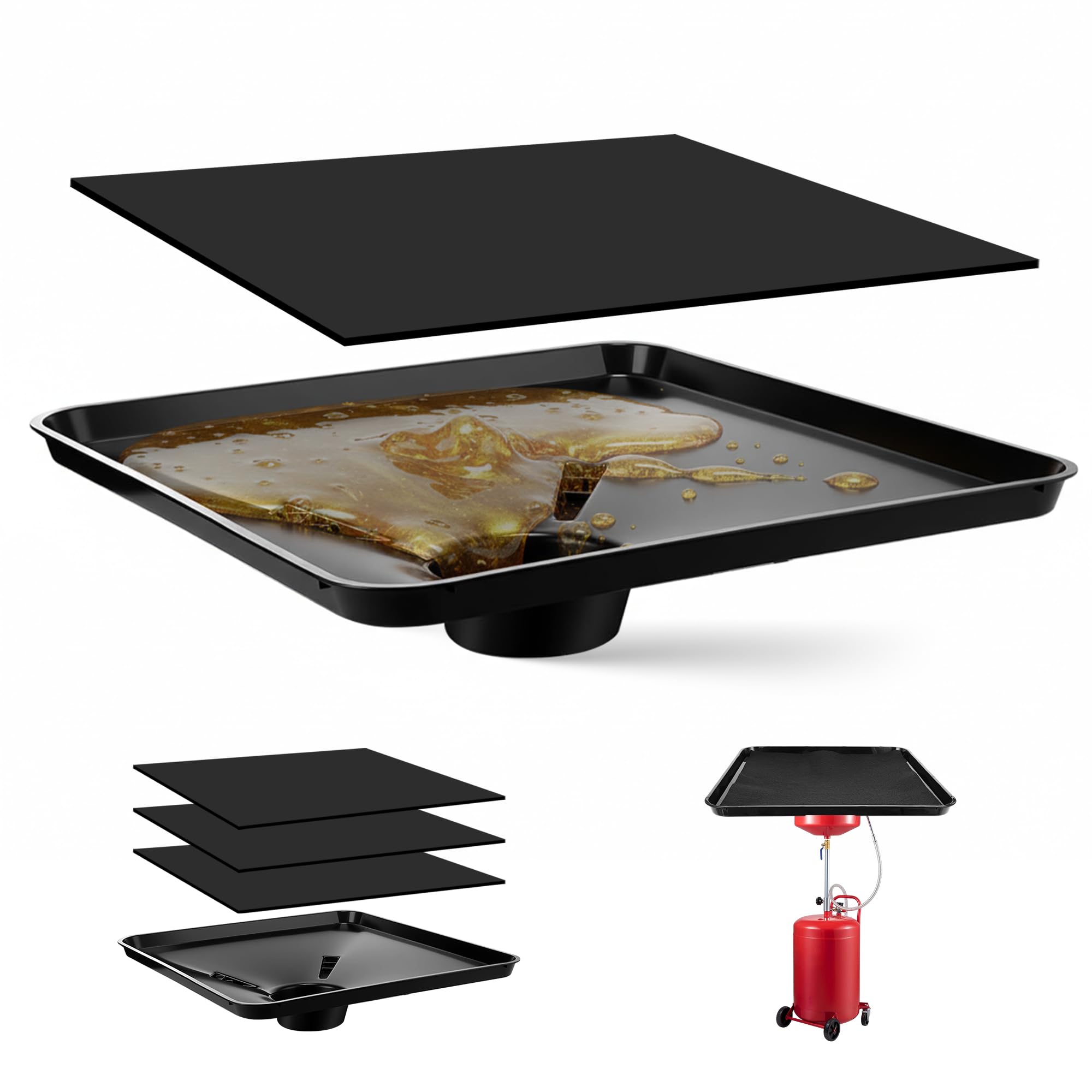 A-Outsanding front pan view showing leak-proof rim and large capacity benefit