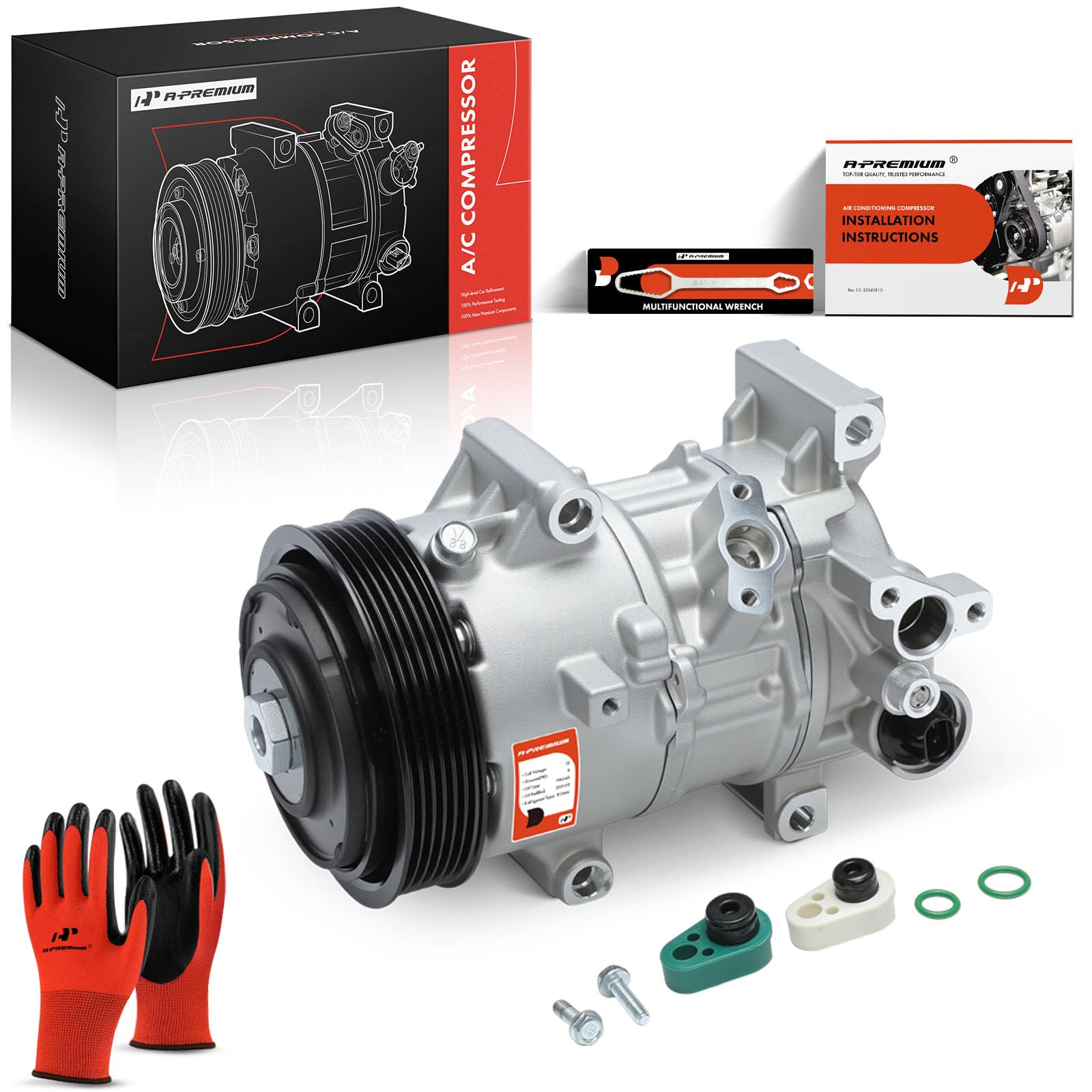 A-Premium compressor front view showing full assembly and direct-fit benefit