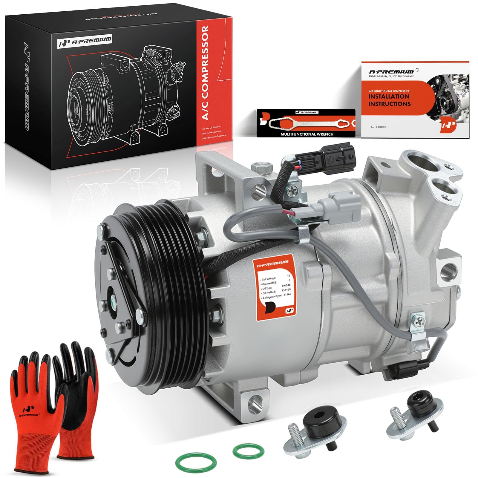 A-Premium front view of compressor showing solid OEM-style construction and fitment