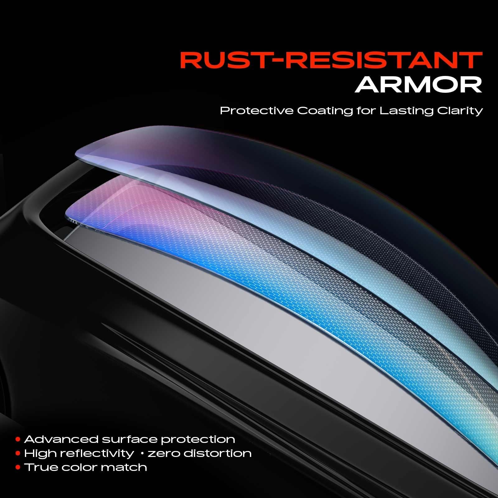 A-Premium angle showing flat glass profile for authentic factory look