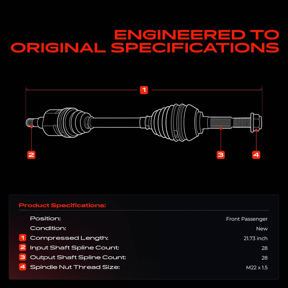 A-Premium axle next to ruler showing compressed length for accurate sizing benefit