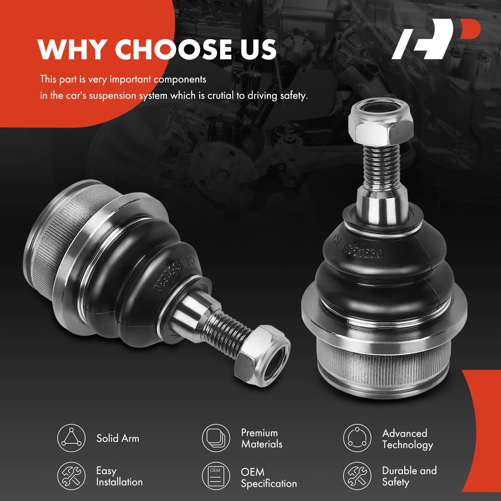 A-Premium ball joint with included accessories and packaging for easy installation