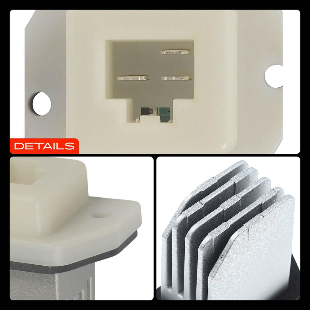 A-Premium resistor pictured near vehicle dashboard to illustrate restored climate performance