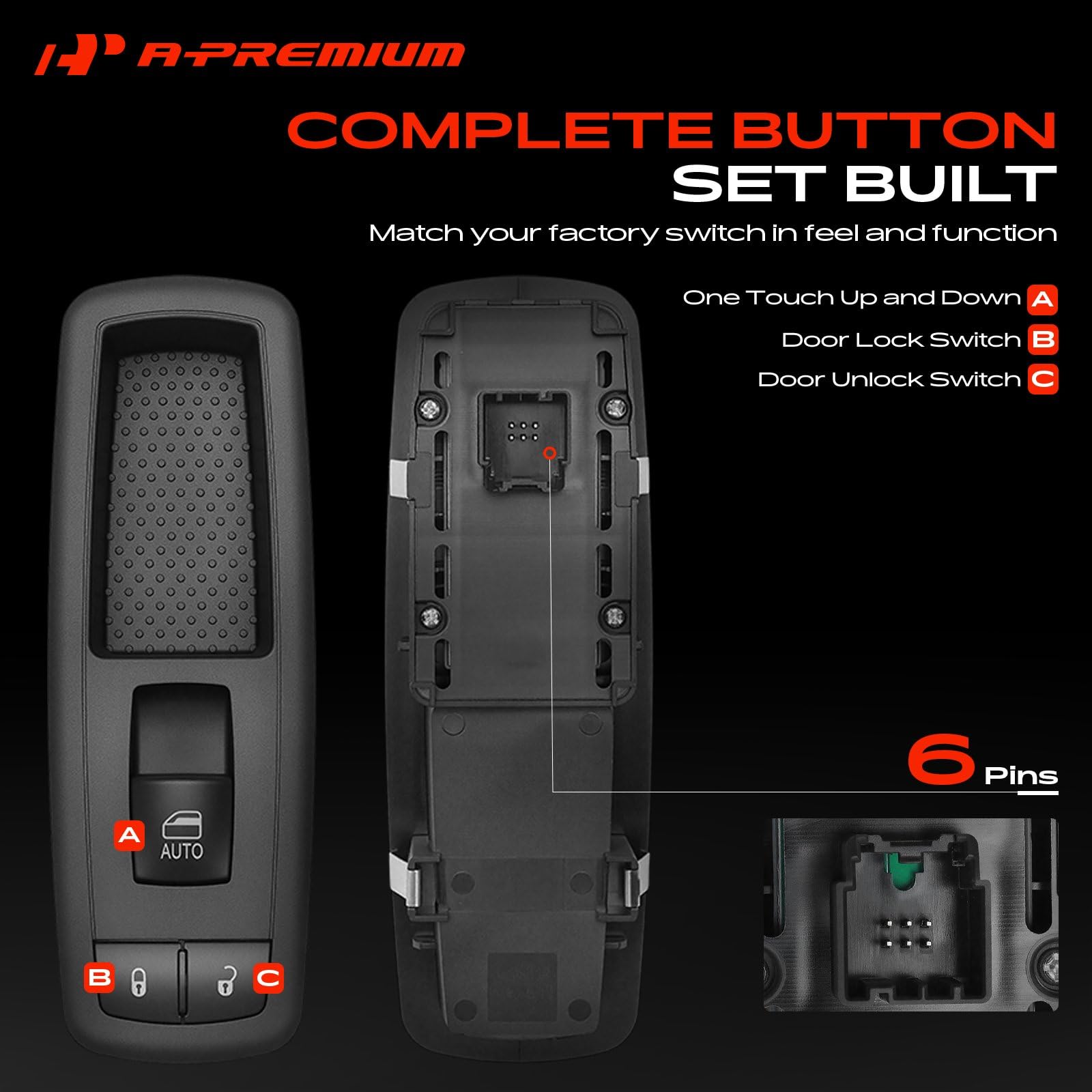 A-Premium button texture close-up for tactile control longevity