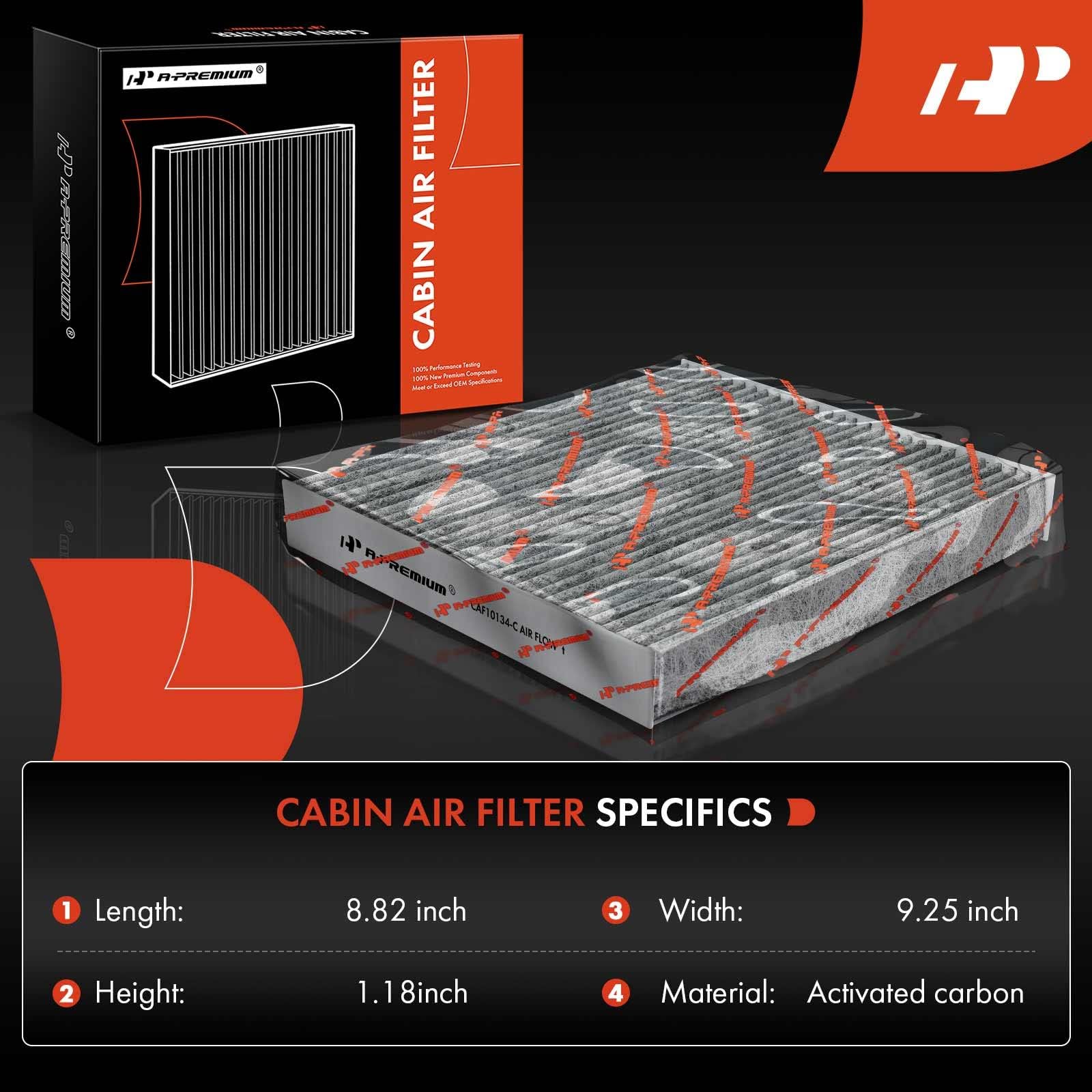 A-Premium cabin filter close-up revealing activated carbon layer to reduce odors