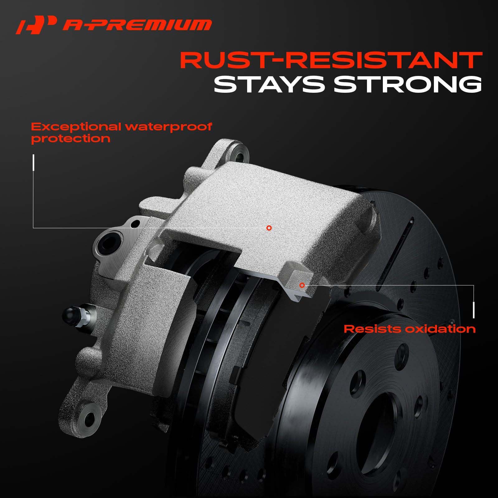 A-Premium caliper anti-rust coating detail highlighting long-lasting protection