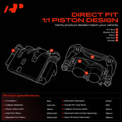 A-Premium caliper piston closeup showing dual phenolic pistons for stable operation