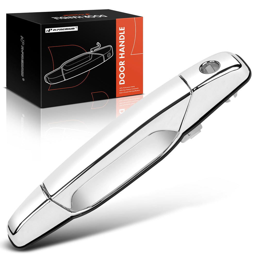 A-Premium chrome front driver handle front view showing clean fit and restored appearance