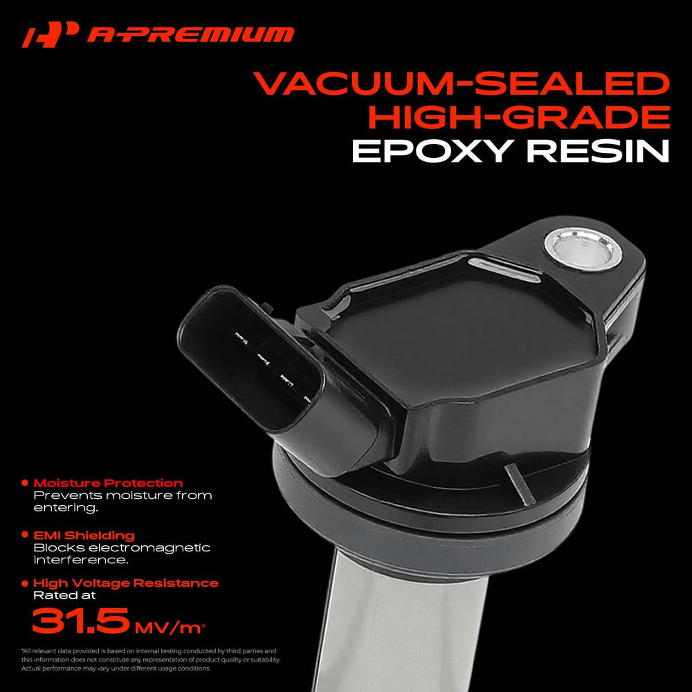 A-Premium coil installed in engine bay demonstrating direct-fit, plug-and-play advantage