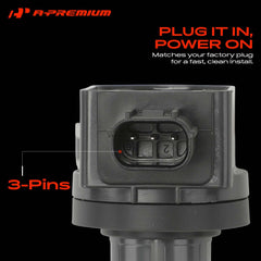 A-Premium coil mounted on valve cover demonstrating bolt-on fitment and OEM alignment